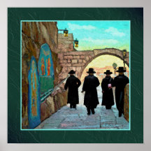 Vier Rabbis die rondlopen in Jerusalem Street Art 