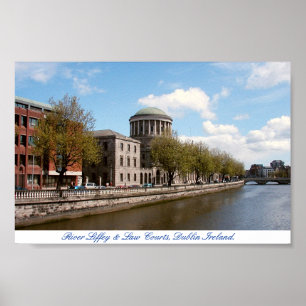 Vier rechtbanken & de rivier Liffey, Dublin City I Poster