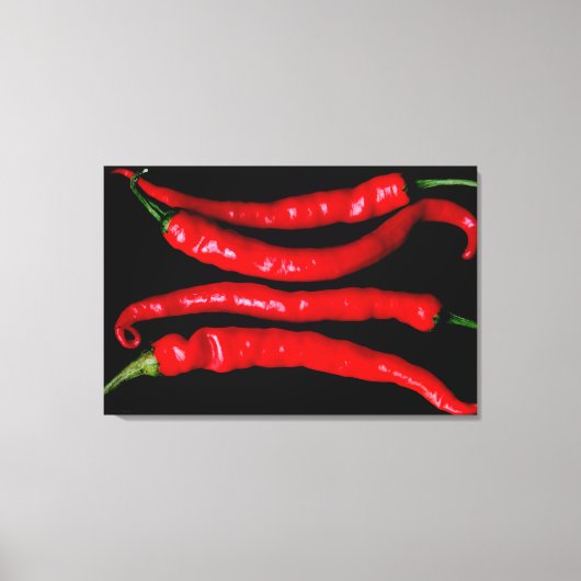 Vier Red Chilies 36x24 (90x60cm) waccna Canvas Afdruk (Voorkant)