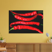 Vier Red Chilies 36x24 (90x60cm) waccna Canvas Afdruk (Insitu (Woonkamer))
