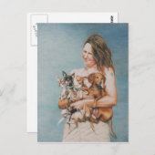 Vier redt het Briefkaart van de Kunst van de Dog (Voorkant / Achterkant)