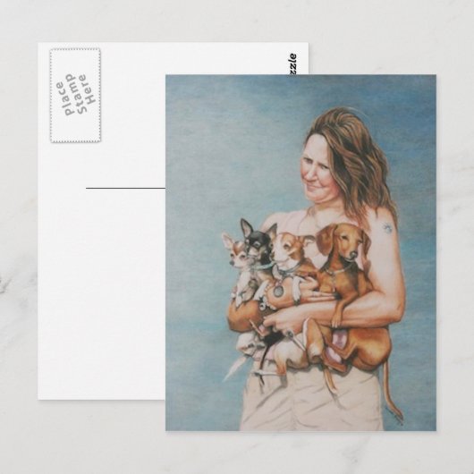 Vier redt het Briefkaart van de Kunst van de Dog (Voorkant / Achterkant)