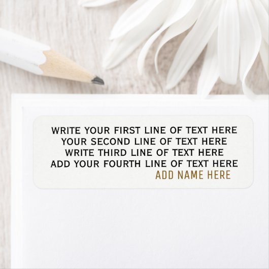 Vier regels bewerkbare tekst op eenvoudig basiswit etiket (Insitu)