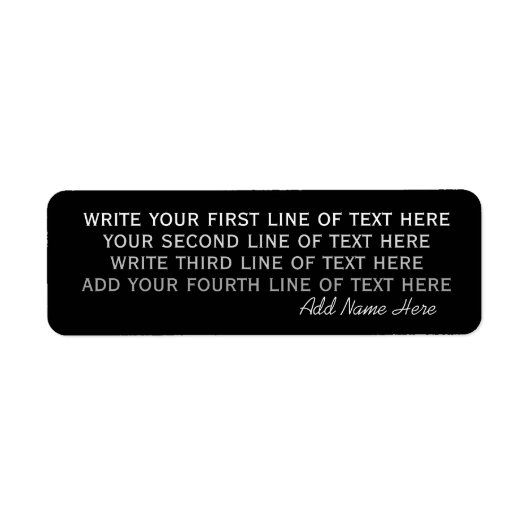 vier regels bewerkbare tekst op eenvoudige zwart-w etiket (Voorkant)