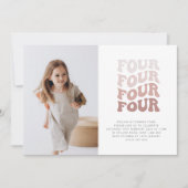 Vier Retro Blush Landschapsfoto Uitnodiging (Voorkant)