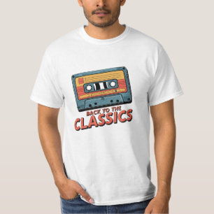 Vier retro muziek met coole kunst t-shirt