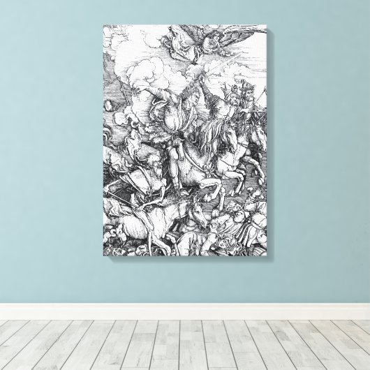 Vier riders van de Apocalyps - Albrecht Durer Canvas Afdruk (Insitu (Houten vloer))