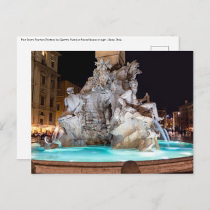 Vier rivierfonteinen op Piazza Navona in Rome Briefkaart