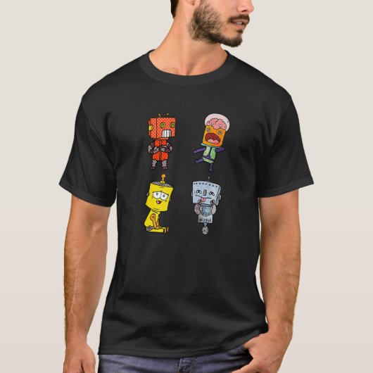 Vier robots t-shirt (Voorkant)