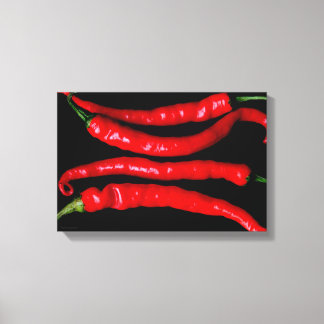Vier rode Chilies 16.50x11 (41.25x27.5cm) waca Canvas Afdruk