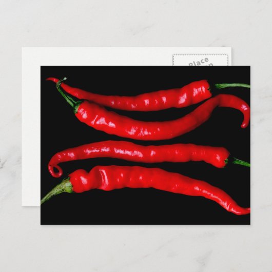 Vier rode Chilies pccna Briefkaart (Voorkant / Achterkant)