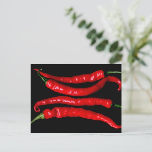 Vier rode Chilies PCCNM Briefkaart (Staand voorkant)