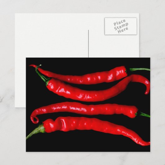 Vier rode Chilies PCCNM Briefkaart (Voorkant / Achterkant)