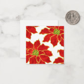Vier Rode Goud Aquarel Poinsettia's Briefkaart (Voorkant / Achterkant in situ)
