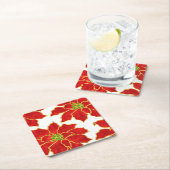 Vier rode gouden Waterverf Poinsettias Kartonnen Onderzetters (Insitu)