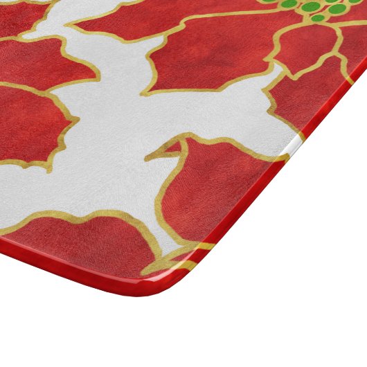 Vier rode gouden Waterverf Poinsettias Snijplank (Hoek)