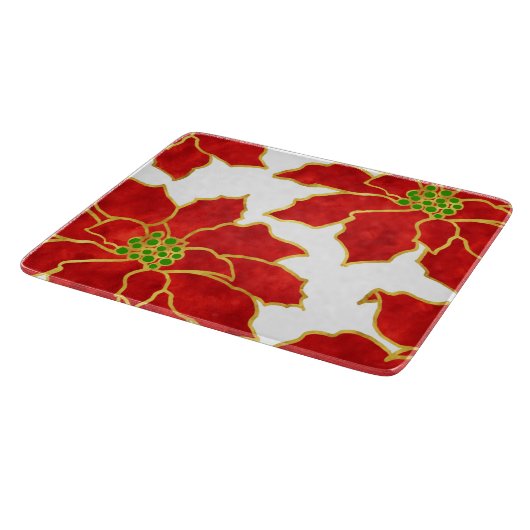 Vier rode gouden Waterverf Poinsettias Snijplank (Hoek)