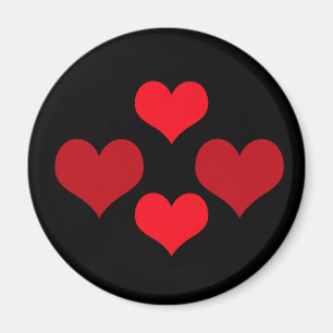 Vier rode harten Magnet