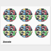 Vier rode kakkerverkenner ronde sticker (Vel)