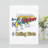 vier roemeense vogels vierde kerstdag feestdagenkaart (Staand voorkant)
