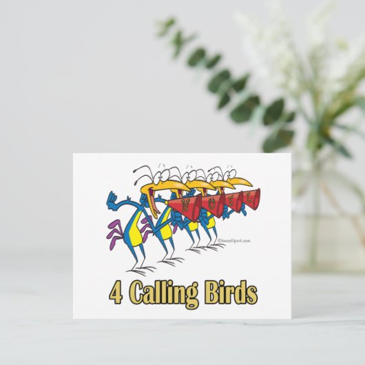 vier roemeense vogels vierde kerstdag feestdagenkaart (Staand voorkant)