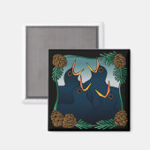 Vier roemende (colly) vogels magneet (Voorkant / Achterkant)