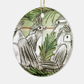 Vier roepende vogels keramisch ornament (Links)