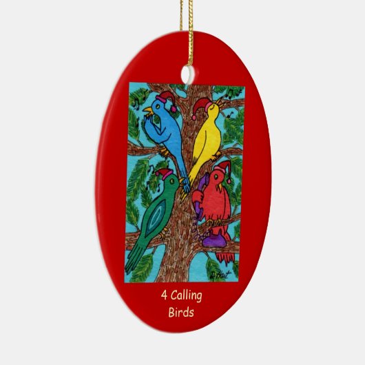 Vier roepende vogels keramisch ornament (Rechts)