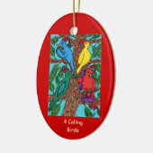 Vier roepende vogels keramisch ornament (Links)