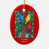 Vier roepende vogels keramisch ornament (Voorkant)