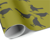 Vier roepende vogels knippen stencil-stijl 1 uit cadeaupapier (Rol Hoek)