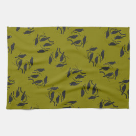 Vier roepende vogels knippen stencil-style 2 uit theedoek