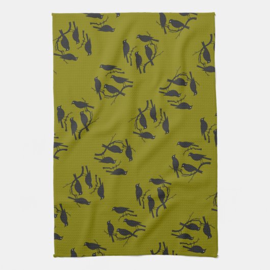 Vier roepende vogels knippen stencil-style 2 uit theedoek (Verticaal)