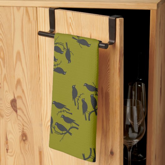 Vier roepende vogels knippen stencil-style 2 uit theedoek (Derde Gevouwen)