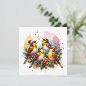 Vier roepende vogels | Twaalf dagen Kerst Feestdagenkaart (Staand voorkant)