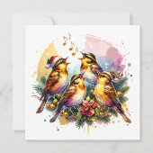 Vier roepende vogels | Twaalf dagen Kerst Feestdagenkaart (Voorkant)