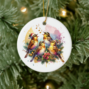 Vier roepende vogels   Twaalf dagen Kerst Keramisch Ornament
