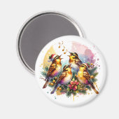 Vier roepende vogels | Twaalf dagen Kerst Magneet (Voorkant / Achterkant)