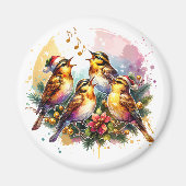 Vier roepende vogels | Twaalf dagen Kerst Magneet (Voorkant)