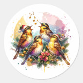 Vier roepende vogels | Twaalf dagen Kerst Ronde Sticker (Voorkant)