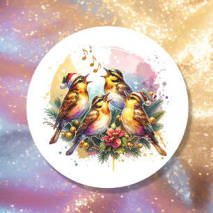 Vier roepende vogels   Twaalf dagen Kerst Ronde Sticker