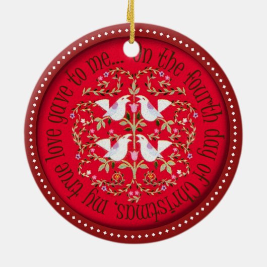 Vier roerende vogels keramisch ornament (Achterkant)