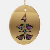 Vier roerende vogels met kerstdecoratie keramisch ornament (Rechts)