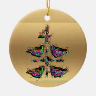 Vier roerende vogels met kerstdecoratie keramisch ornament
