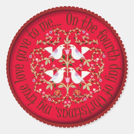 Vier roerende vogels ronde sticker (Voorkant)