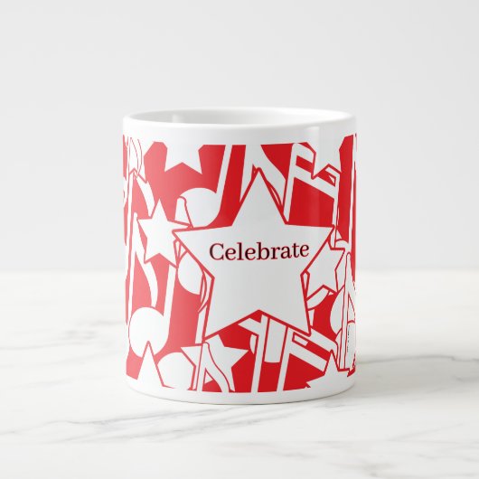 Vier Rood Decoratie Grote Koffiekop (Voorkant)