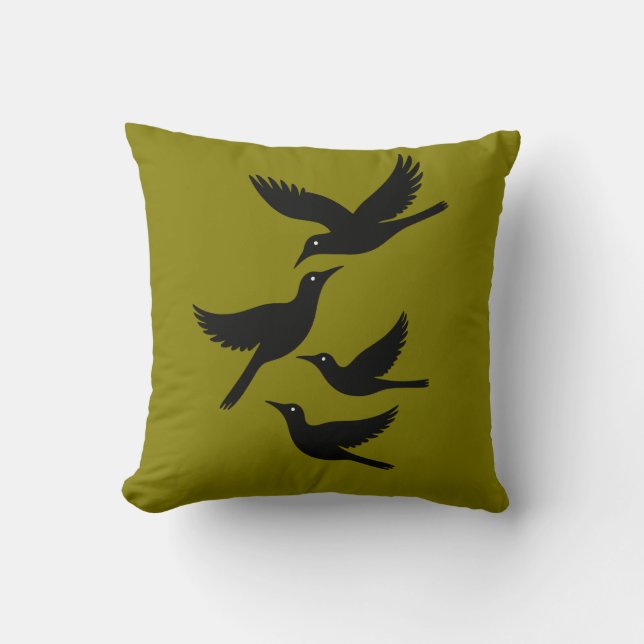 Vier Ropende Vogels Retro Midden-Eeuwse Uitknip 4 Kussen (Voorkant)