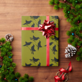 Vier Ropende Vogels Retro Midden-Eeuwse Uitknip 8 Cadeaupapier
