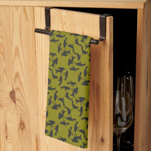 Vier Ropende Vogels Retro Midden-Jaren Stencil-Uit Theedoek (Derde Gevouwen)