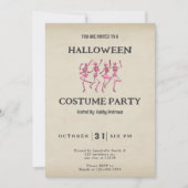 Vier roze dansende skeletten  Halloween Kaart (Voorkant)